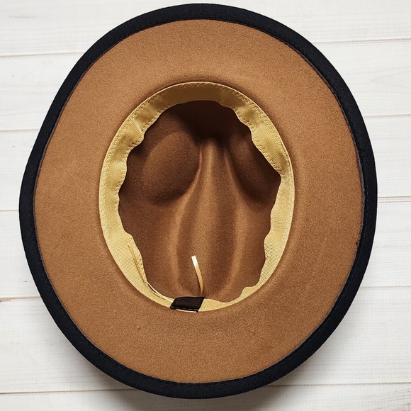 NWOT Two Tone Unisex Black and Tan Fedora Hat XL - Picture 6 of 11